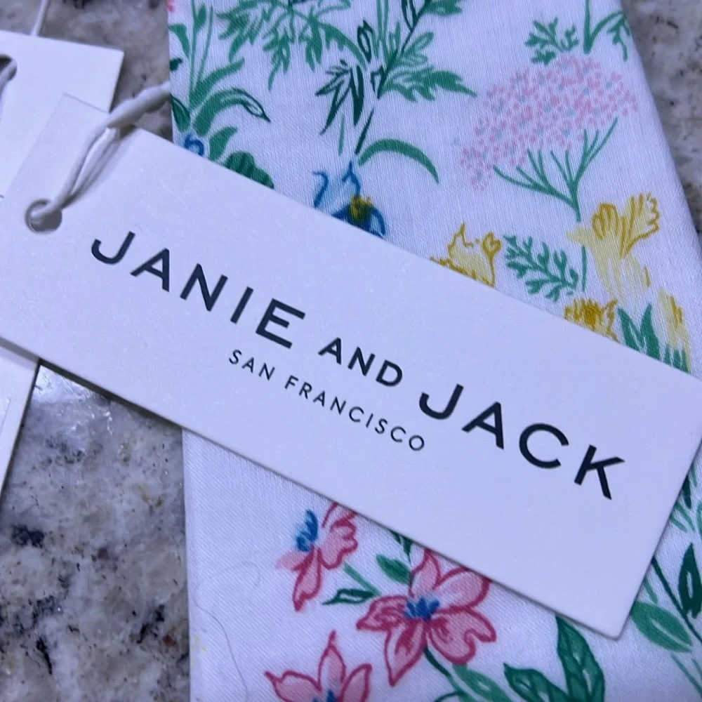New - Janie and Jack Kids Tie - White with Floral Accents